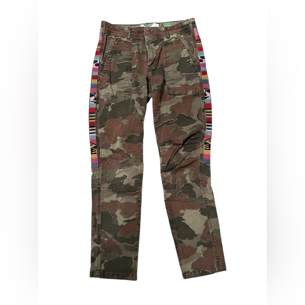 By Anthropologie Camouflage Women's Pants with Multicolor Side Stripes